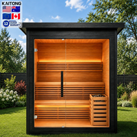 Sauna Exterior Moderna de Madera de Cedro Rojo Seco y Hemlock, Kit Tradicional Kaitong para 2 Personas