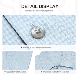 Stilvolle Hellblaue Einfarbige Atmungsaktive Herren Frühling-Sommer Hemden 120gsm Strukturiert Relaxed Fit Kurzarm Formell - Product Image 2