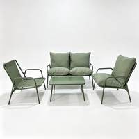 Ensemble de meubles d'extérieur Uplion KD au design moderne, 4 pièces, canapé de jardin avec table en verre et métal