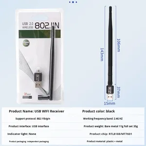 USB Wireless Network Card MT7601 150Mbps <strong>WiFi</strong> <strong>Adapter</strong> for Laptop with Short Antenna 2dB <strong>External</strong> in Stock - Product Image 2