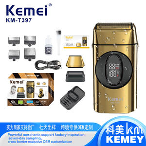 Afeitadora eléctrica Kemei para hombres Km T397, cuerpo metálico, resistente al agua IpX7, carga USB recargable, 60 minutos de funcionamiento - Product Image 3
