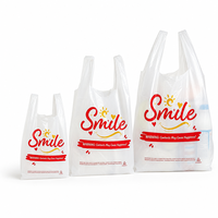 Sacs de transport en plastique imprimés White Smile, recyclables, imperméables, avec poignée, tailles assorties, présentoir suspendu pour l'épicerie et la vente au détail