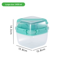 Boîte à salade carrée en plastique légère, compatible micro-ondes, pour les trajets quotidiens transfrontaliers, boîte de pique-nique double couche pour l'extérieur