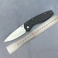 Couteau pliant de camping en plein air, manche noir G10, lame en acier inoxydable satiné à pointe tombante, couteau de poche EDC, personnalisable OEM