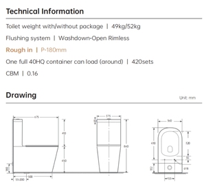 8057 in stile moderno in ceramica a due pezzi da bagno ad <span class=keywords><strong>alta</strong></span> apparenza funzioni convenienti per la Villa bagno filigrana CE - Product Image 2