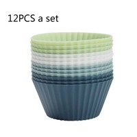 Lot de 12 tasses de cuisson en silicone doublures de muffins réutilisables moules à gâteaux antiadhésifs pour la cuisson sans Bpa (4 couleurs)