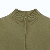 AiNear Vente en gros de logo personnalisé Design Oem & Odm Pull cardigan tricoté en laine acrylique à manches longues et col haut uni avec fermeture éclair pour hommes