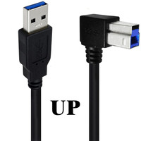 Kabel USB 3.0 Bersertifikasi CE ROHS FCC Kecepatan Tinggi AM/BM Sudut Kanan 90 Derajat B Male B Male Pengisian Cepat 3A untuk Docking Kamera