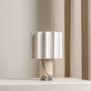 Marble And Linen Rechargeable Table Lamp Fan Shaped Led Touch Control Cordless For Living Room Bedroom Study - Product Image 2