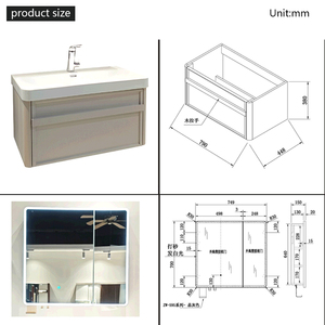 Mueble de Baño Moderno de Pared con Lavabo de Cerámica, Mueble de Baño Mural con Acabado Lacado para Baños - Product Image 3