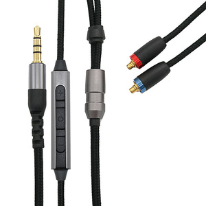 สายสัญญาณเสียง 3.5 มม. ชายต่อ RCA หญิงคู่ สายทองแดงเคลือบทอง สีดำ พร้อมไมโครโฟนและปุ่มควบคุมระดับเสียงสำหรับหูฟัง - Product Image 1