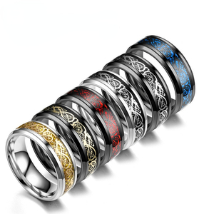 Knot Stainless Steel Band <b>Rings</b> <b>for</b> <b>Men</b> | Multi-Color Inlay Gold Red Blue <b>Black</b> | Durable Fashion Statement <b>Rings</b> - Product Image 1
