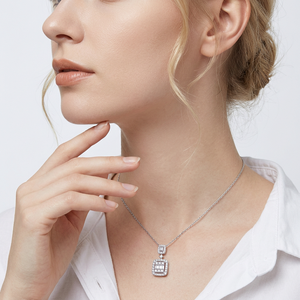 Collier pendentif en or blanc massif 18 carats de haute qualité, fabriqué à la main, exporté par un fabricant en gros, avec diamants naturels véritables - Product Image 3