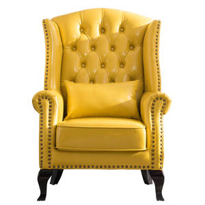 Voor Amerikaanse Leren <span class=keywords><strong>Wingback</strong></span> Stoel Hoge Rugleuning Enkele Bank Voor Kleine Woonkamer Balkon Lounge Hotel Traditioneel Echt Leer - Product Image 1