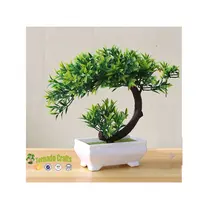 Mini árvore verde artificial em vaso para bonsai, planta criativa com pote