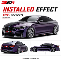 Extensions de jupes latérales ZESON en fibre de carbone véritable style AD V2 pour BMW M3 F80 M4 F82 F83 Competition 2014-2018