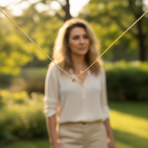 Collar de Acero Inoxidable con Colgante del Zodiaco Leo de Angelina, Chapado en Oro, 1.5 cm, para Mujer, Uso Diario Clásico - Product Image 3