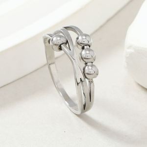 No Fade Layers Stainless Steel Anxiety <b>Ring</b> for Women Layers Open Adjustable <b>Spinner</b> Fidget Beads <b>Rings</b> for Anxiety Worry <b>Ring</b> - Product Image 5