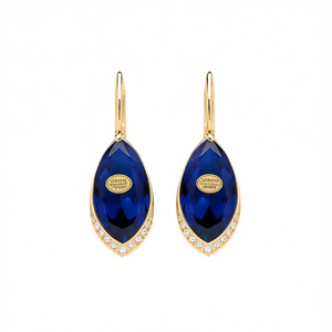 Pendientes elegantes chapados en oro con piedras preciosas azules en forma de gota de agua para mujer, joyería de fiesta, relleno de oro de 18 quilates - Product Image 1
