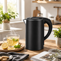 Bouilloire électrique à ébullition rapide 2000W, 2,3L, en acier inoxydable, chauffe-eau noir mat, prise EU, pour la maison et le bureau
