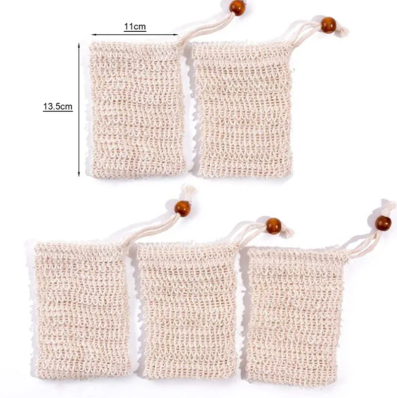 Eco Friendly Natural Sisal Soap Save Pouch Bubble Mesh Soap Bags For Bath Shower