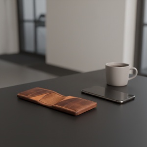 Boshiho Minimalist Genuine Leather Slim <b>RFID</b> Blocking Credit Card <b>Wallet</b> for Men Vintage Zipper Closure Multi-Function Holder - Product Image 3