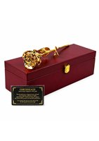 Rose naturelle plaquée or 24 carats, faite à la main, écologique, avec vase et boîte en velours – Idéale pour la Saint-Valentin et Halloween – Meilleures ventes