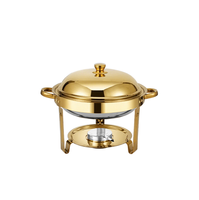 Ensemble de buffet multifonctionnel de luxe moderne en acier inoxydable doré rond de 6 L pour restaurants et services de traiteur