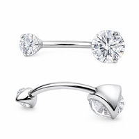 Anneau de nombril double cœur en titane G23 F136, best-seller, avec zircon et denture interne, pour femme