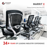 Chaise de bureau ergonomique en maille, pivotante, robuste, 150 kg, avec support lombaire réglable, GTChair Marrit X
