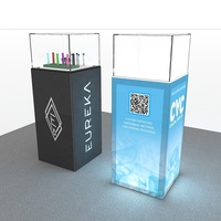 Vitrine en acrylique rétroéclairée par LED, présentoir portable assemblé pour bijoux, musées, comptoirs, tables de présentation pour salons professionnels et promotions