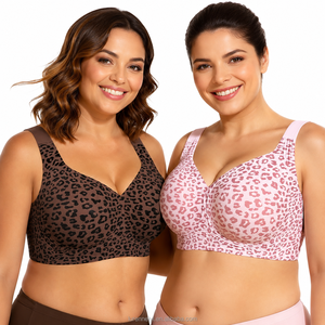 Ready To Ship Women Seamless Wireless Supportive Shaping Bralette Non-sagging Full-cup Shaping Bra Leopard Print Jelly Bra