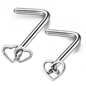 Toposh Gioielli per <span class=keywords><strong>Piercing</strong></span> al <span class=keywords><strong>Naso</strong></span> 20G 18G in Acciaio Inossidabile <span class=keywords><strong>Argento</strong></span> con Opale a Forma di Cuore Gioielli per il Corpo Produttore - Product Image 2