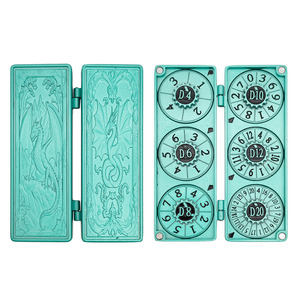 Ensemble de dés de jeu de rôle en métal 7-en-1, vert-bleu irisé vintage, avec motif de dragon sculpté à la main, dans une boîte en fer magnétique, idéal pour Dungeons & <span class=keywords><strong>Dragons</strong></span> - Product Image 3
