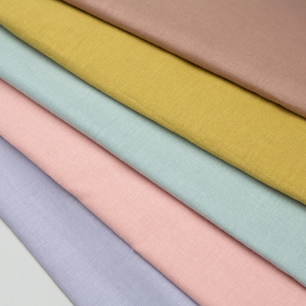 120 GSM semi-linen woven softened dyed fabric high quality wholesale fabric roll for clothes breathable fabric