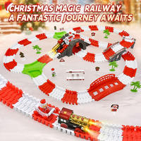 Set de Tren Eléctrico Navideño de 262 Piezas, Vías de Tren Flexibles para Armar, Juguete con Luz para Niños, Regalo Educativo de Navidad
