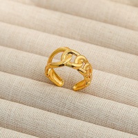 Cincin Jari Wanita Rinhoo 1PC, Model Sederhana Trendy dari Baja Anti Karat, Geometris, Berlapis Emas Vintage, Ukuran Dapat Disesuaikan