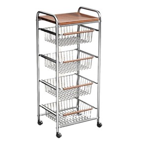 Storage Cart 5 Tier Metal Rolling Rack With Baskets For Kitchen Living Room Snack Storage Mobile Utility Cart - Product Image 5