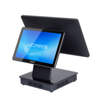 Système de point de vente LICON WLL-S600D en alliage d'aluminium ultra-fin, écran tactile capacitif double écran 15,6 pouces, interface VGA, Bluetooth 5.2
