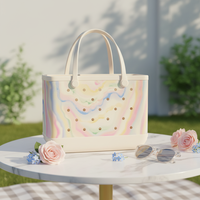 Sac de courses réutilisable pour femmes, en EVA, imperméable, lavable, grande capacité, pour l'été, la plage, les voyages, sac fourre-tout à double épaule imprimé