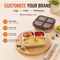 Aohea Neues Design Umweltfreundliche Wiederverwendbare Bento-Lunchbox Edelstahl-Bento-Box für Kinder 3-Fach-Lunchbox
