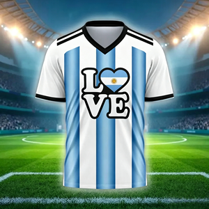 Playera Argentina 2026 para Hombre, 100% Poliéster, Impresión por Sublimación, 180g, Cómoda, Informal, Camiseta de Fútbol TNOS - Product Image 1