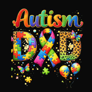 Vinilos Termoadhesivos DTF de Hilo Sintético para Estampado de 'Dad' y 'God Mom' con Temática de Autismo, Pegatinas de Plastisol para Ropa Personalizada, Camisetas, Bolsos y Prendas - Product Image 2