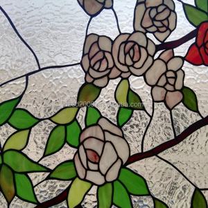 Panel de Vidrio Tiffany con Diseño de Rosas Estilo Rústico Personalizado, Cadena de Hierro, para Colgar en Pared y Ventana - Product Image 4
