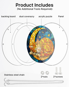 Atrapasueños de Gato con Diseño de Cielo Nocturno, Rompecabezas Acrílico, Vidrio Teñido, Diseño Personalizado ODM, Suministros de Decoración para Tiendas de Mascotas y Dormitorios - Product Image 4