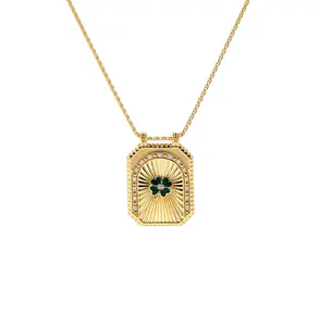 Milskye artistic fine classic vintage fashion jewelry 18k gold plated 925 silver clover scapular with diamonds necklace