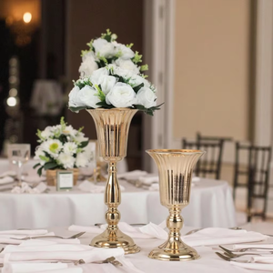 High Quality Modern Tall Wedding Decoration Golden Metal <strong>Flower</strong> <strong>Vases</strong> for Wedding Event &amp; Party Luxury Decor - Product Image 2