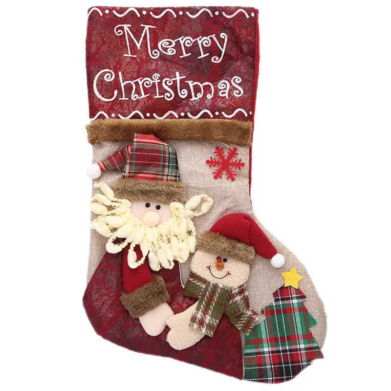 Hot Sale Fashion Christmas Decoration Socks Snowman Riding Deer Big Socks Candy Bag Decorations Christmas Socks