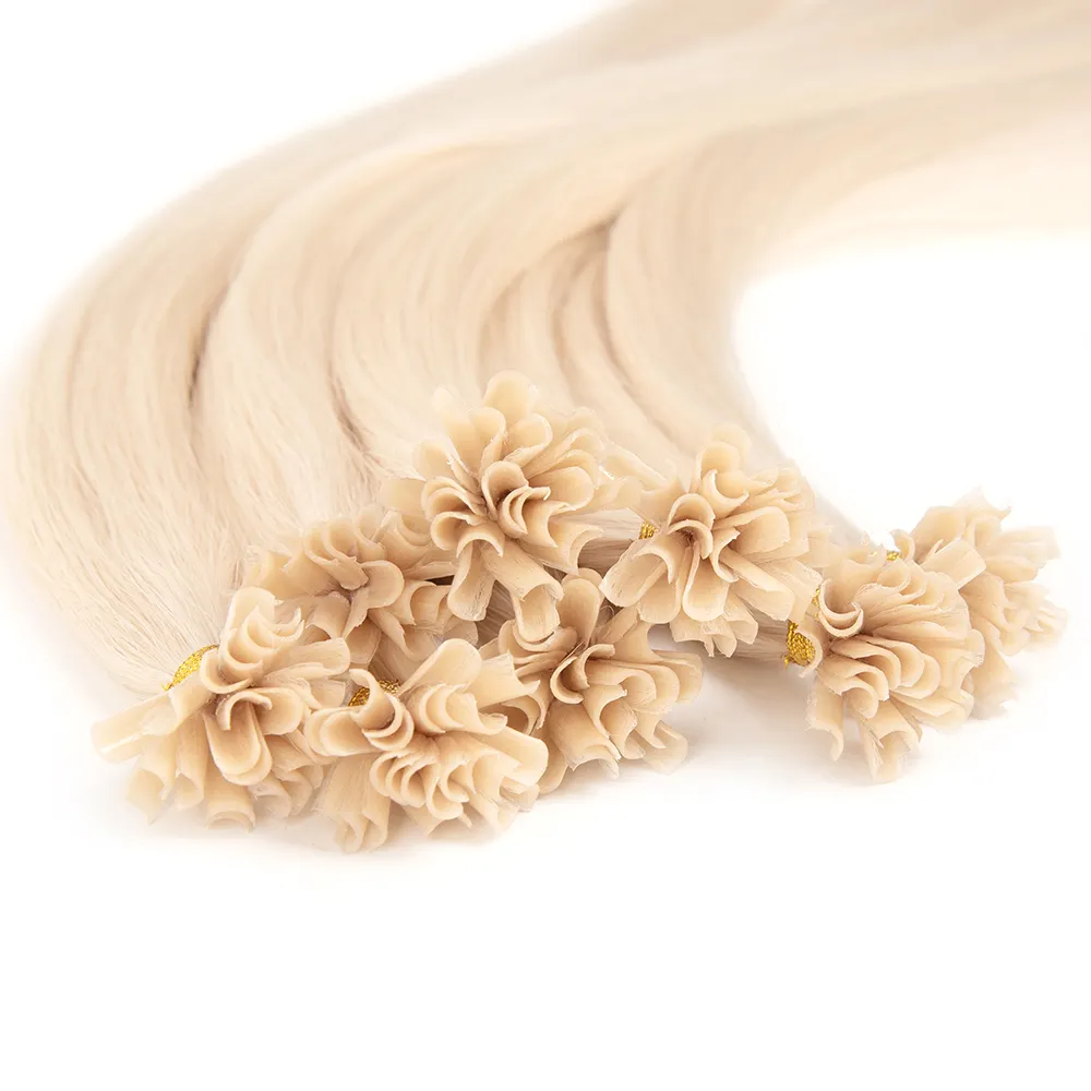 Bán buôn tóc vàng Châu Âu tóc con người lạnh Hot Micro liên kết i u Flat tip Nano Nhẫn Ý keo Keratin phần mở rộng tóc