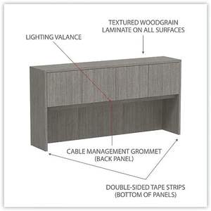 Alera Valencia Series - Mueble Metálico con 4 Compartimentos y Puertas, 70.63w X 15d X 35.38h, Gris - Product Image 5